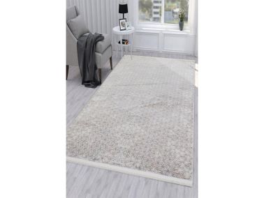 Still Hexagon Kaymaz Tabanlı Dikdörtgen Halı 80x150 Cm Bej - Çeyiz Diyarı (1)