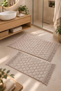 Stone %100 Pamuk 2li Banyo Paspas Takımı 60x90 cm - 40x60 cm - Çeyiz Diyarı