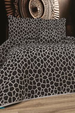 Stone 4 Parça Yatak Örtüsü 240x260 Siyah Gri - Çeyiz Diyarı