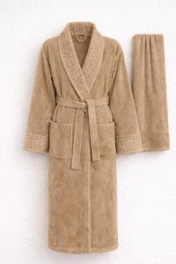 Su Yolu 2xl Beden 2 Parça Bornoz Takımı Kahve - Çeyiz Diyarı