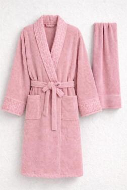 Su Yolu 2xl Beden 2 Parça Bornoz Takımı Pembe - Çeyiz Diyarı