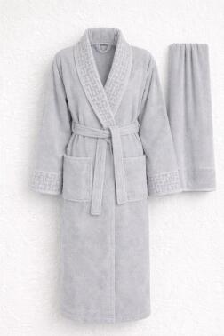 Su Yolu 3xl Beden 2 Parça Bornoz Takımı Gri - Çeyiz Diyarı