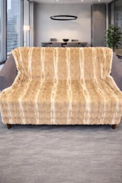 Su Yolu Tavşan Tüyü Kaymaz Tabanlı Koltuk Örtüsü 170x215 Cm Kahve - Çeyiz Diyarı