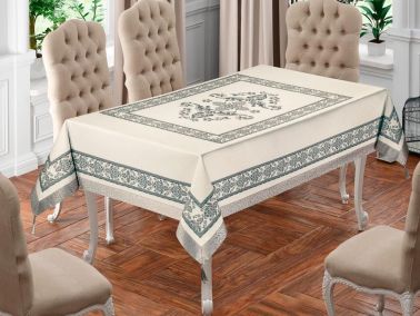 Suna Dikdörtgen Baskılı Masa Örtüsü Gri - Çeyiz Diyarı