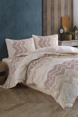 Taç Kristal Ahlem Çift Kişilik Dört Mevsim Nevresim Takımı Kahve - Kristal