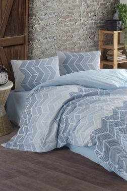 Taç Kristal Ahlem Çift Kişilik Dört Mevsim Nevresim Takımı Mavi - Kristal