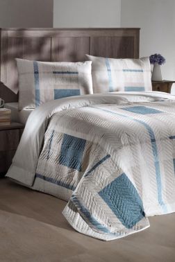 Taç Kristal Atlas Tek Kişilik Dört Mevsim Nevresim Takımı Mavi - Kristal