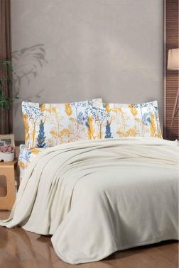 Taç Kristal Breeze Ponponlu Çift Kişilik Pike Takımı Bej - Kristal