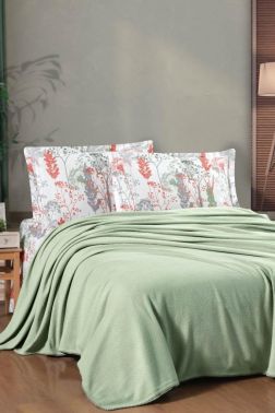 Taç Kristal Breeze Ponponlu Çift Kişilik Pike Takımı Haki - Kristal