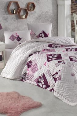 Taç Kristal Cemre Çift Kişilik Dört Mevsim Nevresim Takımı Lila - Kristal