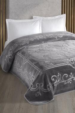 Taç Kristal Emboss Çift Kişilik Battaniye Antrasit - Kristal