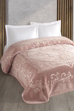 Taç Kristal Emboss Çift Kişilik Battaniye Kahve - Kristal