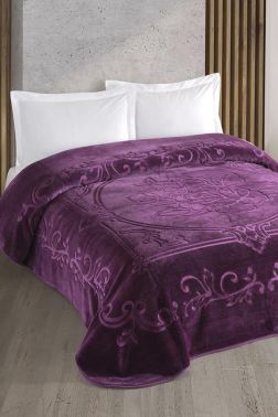 Taç Kristal Emboss Çift Kişilik Battaniye Mürdüm - Kristal