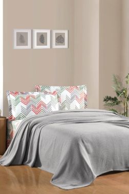 Taç Kristal Forewer Ponponlu Çift Kişilik Pike Takımı Gri - Kristal