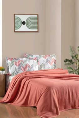 Taç Kristal Forewer Ponponlu Çift Kişilik Pike Takımı Kiremit - Kristal