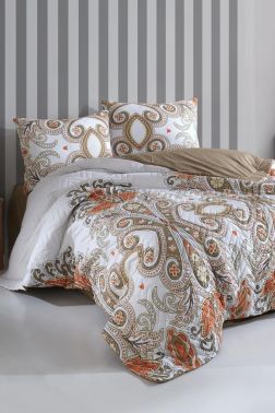 Taç Kristal Hanedan Çift Kişilik Dört Mevsim Nevresim Takımı Somon - Kristal