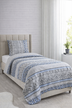 Taç Kristal Hare Tek Kişilik Dört Mevsim Nevresim Takımı Mavi - Kristal