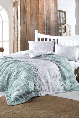 Taç Kristal İlter Çift Kişilik Dört Mevsim Nevresim Takımı Mint - Kristal