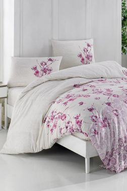 Taç Kristal Lida Light Collection Çift Kişilik Nevresim Takımı Lila - Çeyiz Diyarı