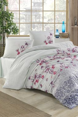 Taç Kristal Lida Light Collection Çift Kişilik Nevresim Takımı Mavi - Çeyiz Diyarı