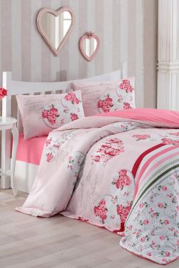 Taç Kristal Lovely Genç ve Çocuk Dört Mevsim Nevresim Takımı Fuşya - Kristal