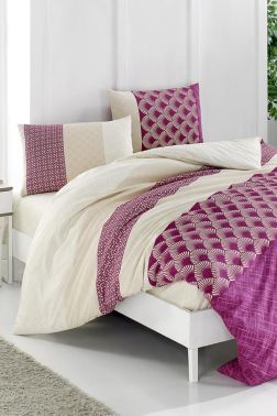 Taç Kristal Nil Light Collection Çift Kişilik Nevresim Takımı Mürdüm - Çeyiz Diyarı