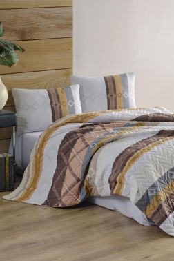 Taç Kristal Olimpos Çift Kişilik Dört Mevsim Nevresim Takımı Kahve - Kristal