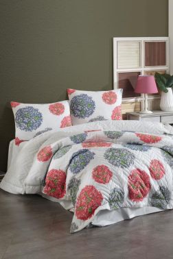 Taç Kristal Ortanca Çift Kişilik Dört Mevsim Nevresim Takımı Kırmızı - Kristal