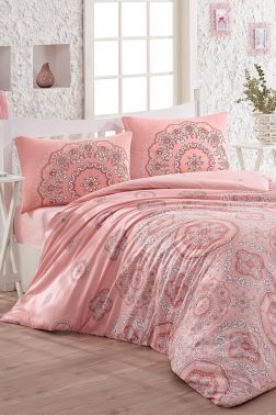 Taç Kristal Şehriban Light Collection Çift Kişilik Nevresim Takımı Pudra - Çeyiz Diyarı