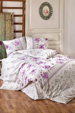 Taç Kristal Talya Light Collection Çift Kişilik Nevresim Takımı Lila - Çeyiz Diyarı