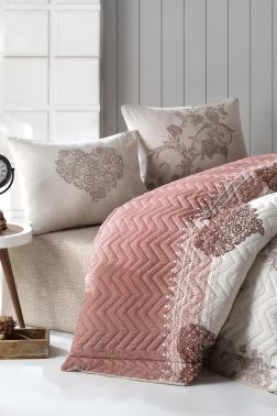 Taç Kristal Tanem Tek Kişilik Dört Mevsim Nevresim Takımı Gül Kurusu - Kristal