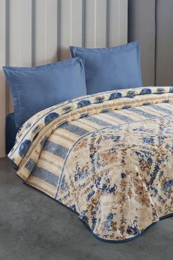 Taç Kristal Tek Kişilik Battaniye Luna Mavi - Kristal