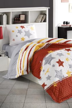 Taç Kristal Tutku Genç ve Çocuk Dört Mevsim Nevresim Takımı Sarı Kırmızı - Kristal