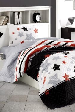 Taç Kristal Tutku Genç ve Çocuk Dört Mevsim Nevresim Takımı Siyah Beyaz - Kristal