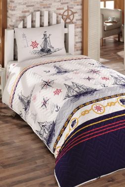 Taç Kristal Yelkenli Gençve Çocuk Dört Mevsim Nevresim Takımı Lacivert - Kristal