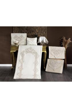 Talya Seccade Seti Krem - Çeyiz Diyarı