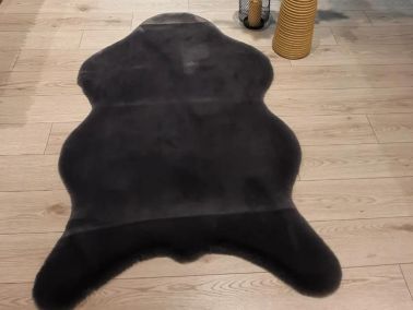 Tavşan Postu Dolgun Tüylü Kaydırmaz Halı 90x150 Cm Antrasit - Çeyiz Diyarı