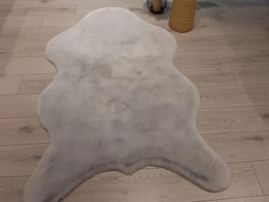 Tavşan Postu Dolgun Tüylü Kaydırmaz Halı 90x150 Cm Gri - Çeyiz Diyarı