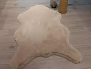 Tavşan Postu Dolgun Tüylü Kaydırmaz Halı 90x150 Cm Krem - Çeyiz Diyarı