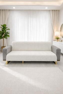 Teddy Wellsoft Koltuk Örtüsü 170x215 Cm Krem - Çeyiz Diyarı