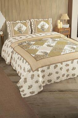 Terra Baskılı Kapitoneli Çift Kişilik Yatak Örtüsü - Çeyiz Diyarı