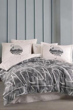 Terry Pamuk Saten Çift Kişilik Nevresim Takımı Gri - Hobby