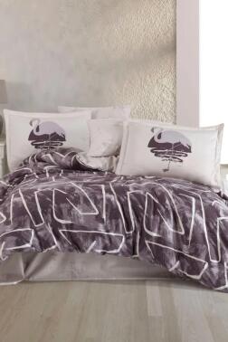 Terry Pamuk Saten Çift Kişilik Nevresim Takımı Mürdüm - Hobby