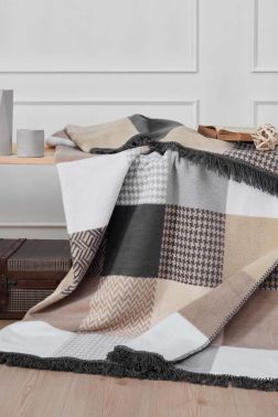 Titan Çift Kişilik Pamuklu Battaniye Gri - Çeyiz Diyarı