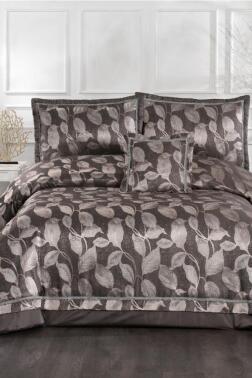 Toledo Elyaf Dolgulu Çift Kişilik 250x255 Cm Yatak Örtüsü Antrasit - Çeyiz Diyarı