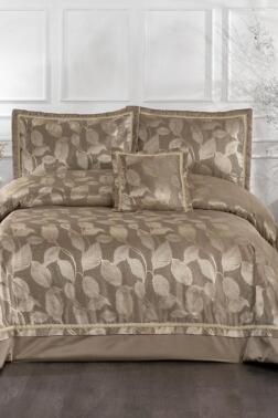 Toledo Elyaf Dolgulu Çift Kişilik 250x255 Cm Yatak Örtüsü Bej - Çeyiz Diyarı