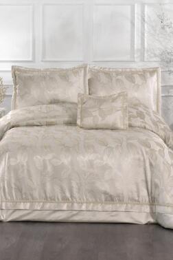 Toledo Elyaf Dolgulu Çift Kişilik 250x255 Cm Yatak Örtüsü Ekru - Çeyiz Diyarı