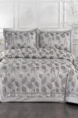 Toledo Elyaf Dolgulu Çift Kişilik 250x255 Cm Yatak Örtüsü Gri - Çeyiz Diyarı