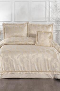 Toledo Elyaf Dolgulu Çift Kişilik 250x255 Cm Yatak Örtüsü Krem - Çeyiz Diyarı