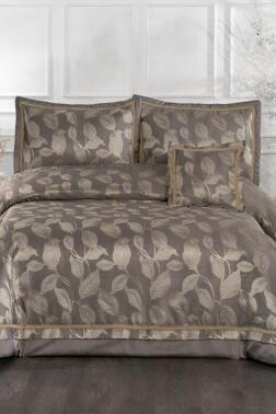 Toledo Elyaf Dolgulu Çift Kişilik 250x255 Cm Yatak Örtüsü Vizon - Çeyiz Diyarı